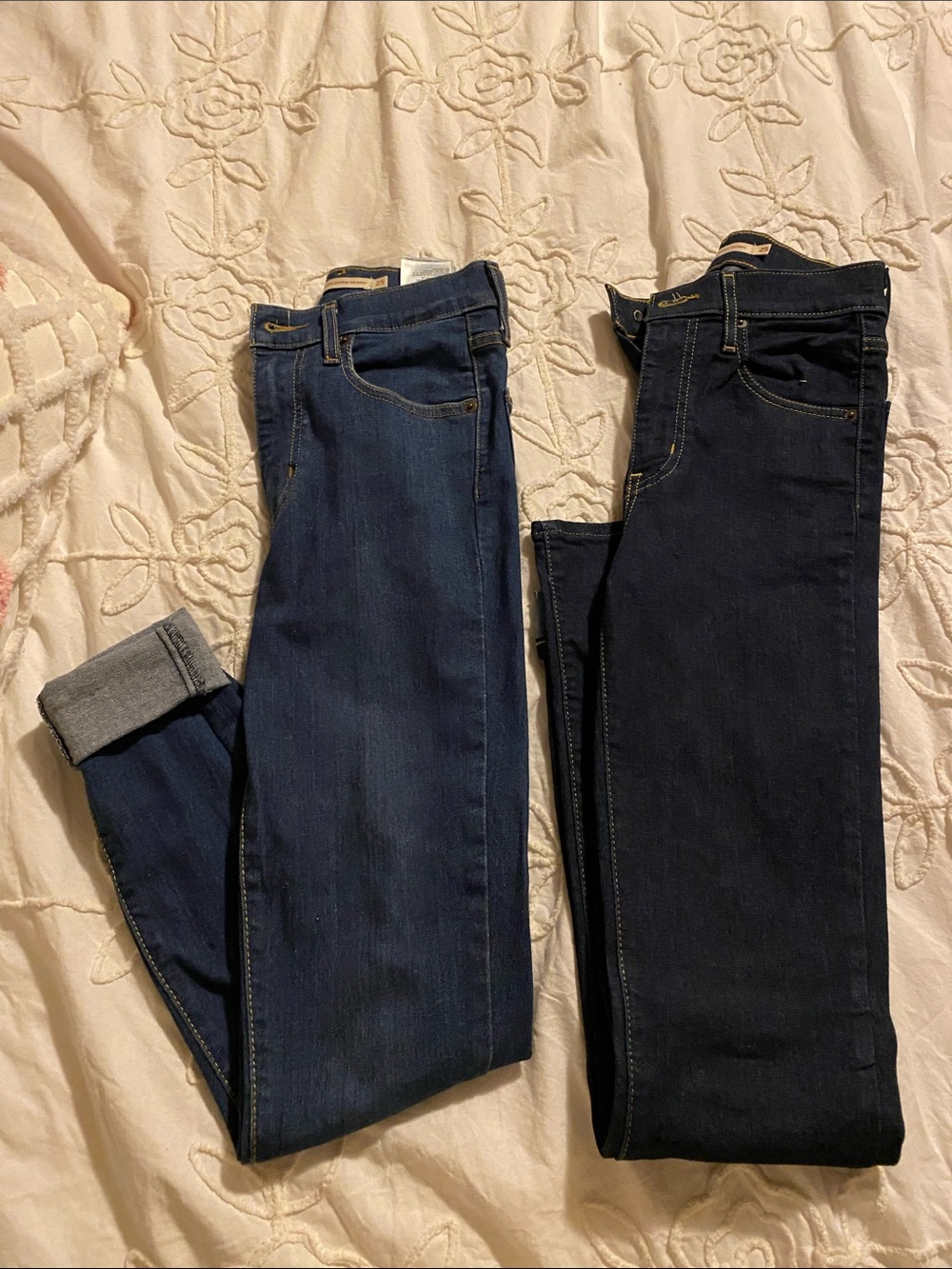 Levi's Women’s Mile High Super Skinny Jeans in Medium and Dark Blue Duo. 2 pair